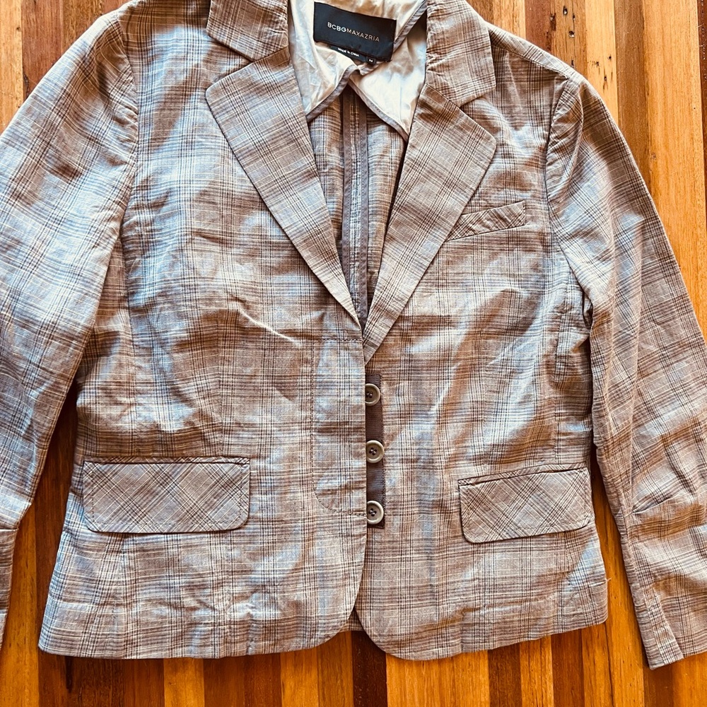 BCBG Gray Plaid Blazer